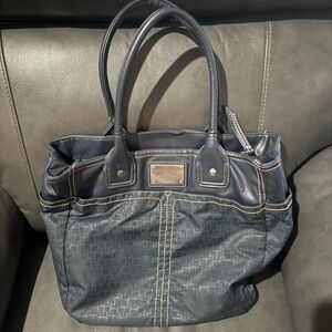 Tommy Hilfiger Blue Multi Pocket Thick Stitched Double Handle Tote Bag GUC